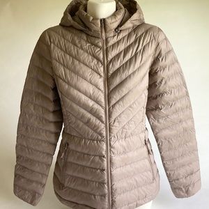 New 32 Degrees Beige Nylon Polyester Hooded Puffer Jacket size S